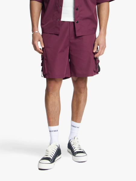 Croyez Etiquette Nylon Shorts - Burgundy