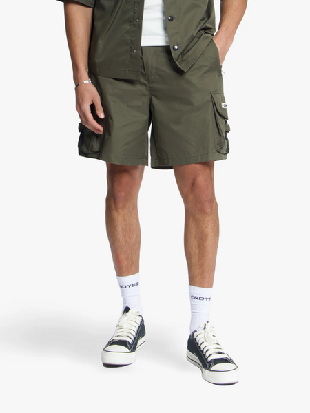 Croyez Etiquette Nylon Shorts - Dusty Olive