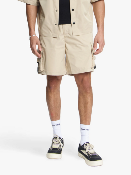 Croyez Croyez Etiquette Nylon Shorts - Beige Croyez Etiquette Nylon Shorts - Beige