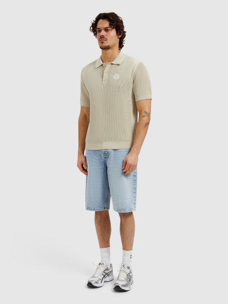 Pure Path Openwork Knitted Polo - Sand Pure Path Openwork Knitted Polo - Sand
