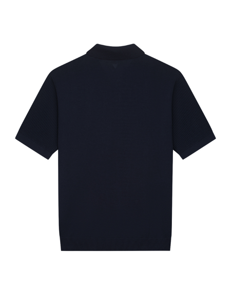 Pure Path Openwork Knitted Polo - Dark Navy Pure Path Openwork Knitted Polo - Dark Navy