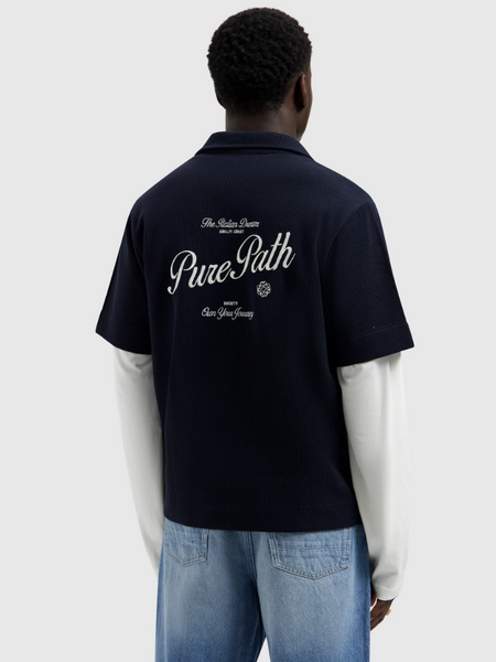 Pure Path Italian Dream Zipped Shortsleeved Shirt - Dark Navy