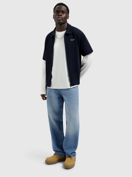 Pure Path Italian Dream Zipped Shortsleeved Shirt - Dark Navy