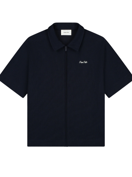 Pure Path Italian Dream Zipped Shortsleeved Shirt - Dark Navy