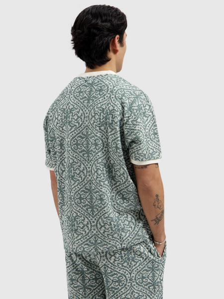 Pure Path Jacquard Pattern T-shirt - Emerald