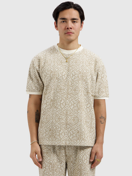 Pure Path Jacquard Pattern T-shirt - Sand