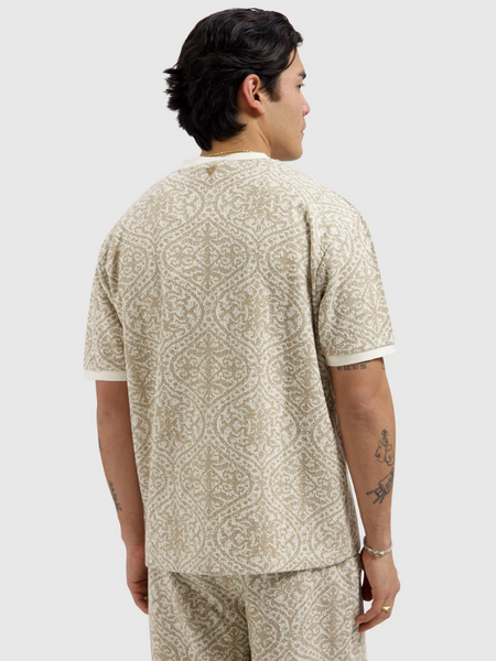 Pure Path Jacquard Pattern T-shirt - Sand