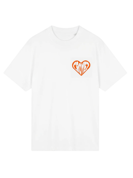 Croyez Croyez Puffed Heart T-Shirt - White/Orange