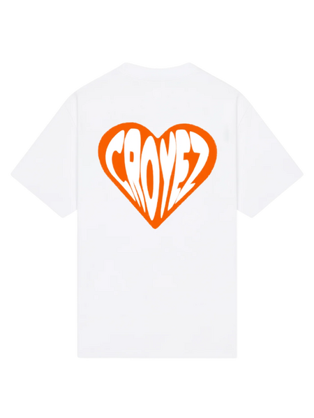 Croyez Croyez Puffed Heart T-Shirt - White/Orange