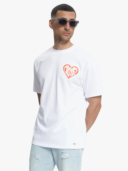 Croyez Croyez Puffed Heart T-Shirt - White/Orange