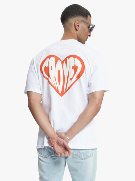 Croyez Puffed Heart T-Shirt - White/Orange