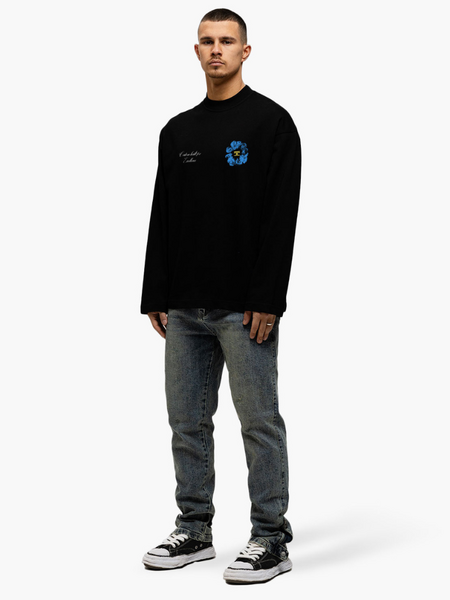 JorCustom JorCustom Flowers Longsleeve T-Shirt - Black