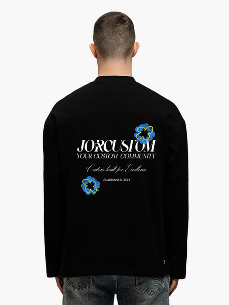 JorCustom Flowers Longsleeve T-Shirt - Black