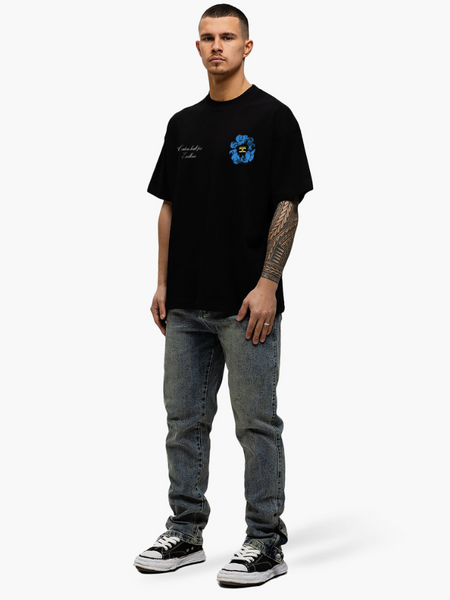 JorCustom JorCustom Flowers Loose Fit T-Shirt - Black