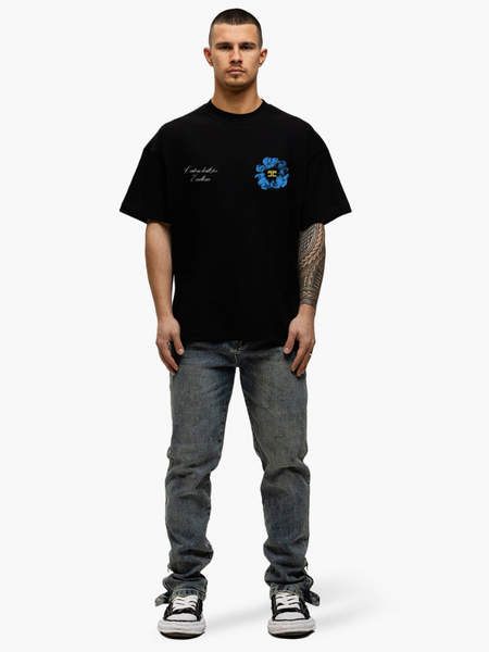 JorCustom JorCustom Flowers Loose Fit T-Shirt - Black