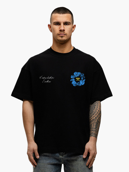 JorCustom JorCustom Flowers Loose Fit T-Shirt - Black