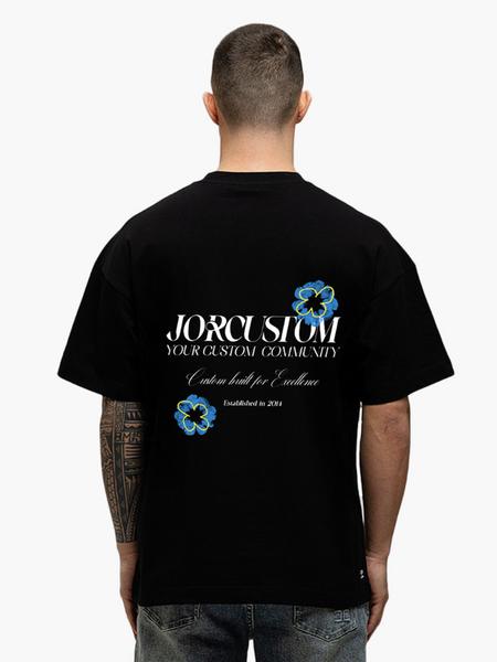 JorCustom Flowers Loose Fit T-Shirt - Black