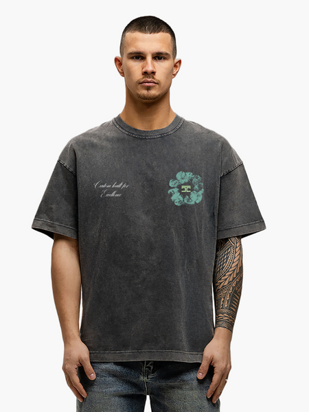 JorCustom JorCustom Flowers Loose Fit T-Shirt - Acid Grey