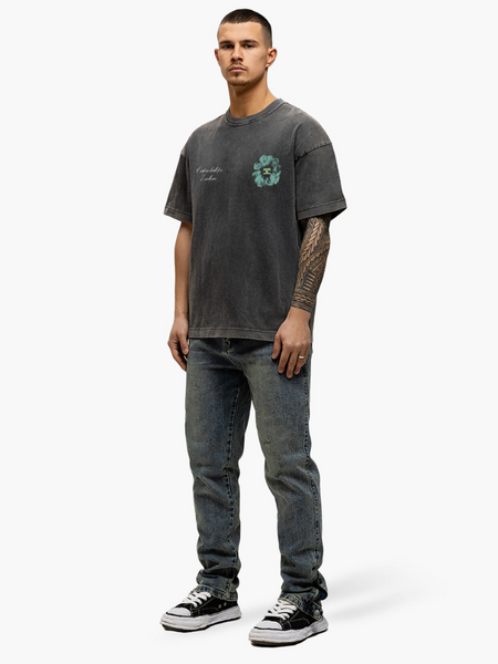 JorCustom JorCustom Flowers Loose Fit T-Shirt - Acid Grey