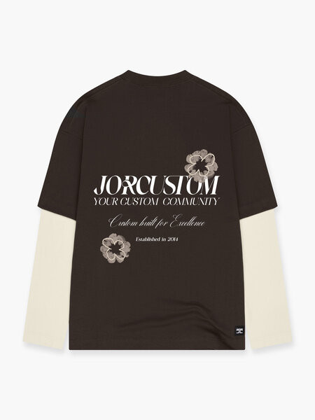 JorCustom JorCustom Flowers Double Layered Longsleeve T- - Brown-Creme