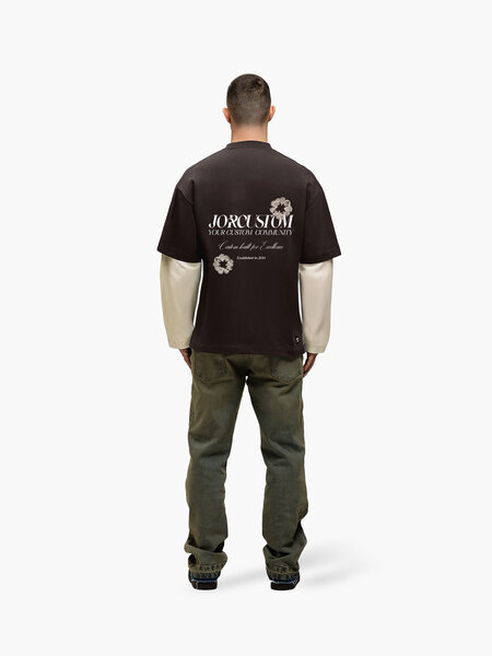 JorCustom JorCustom Flowers Double Layered Longsleeve T- - Brown-Creme