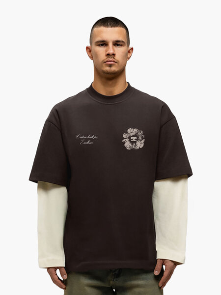 JorCustom JorCustom Flowers Double Layered Longsleeve T- - Brown-Creme