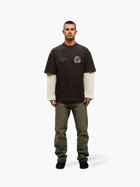 JorCustom JorCustom Flowers Double Layered Longsleeve T- - Brown-Creme