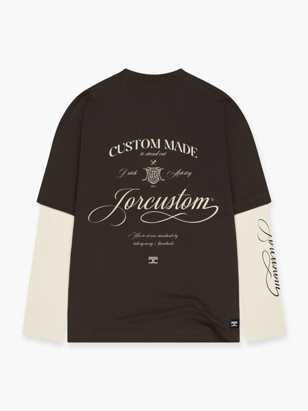 JorCustom JorCustom Handscript Double Layered Longsleeve - Brown-Creme