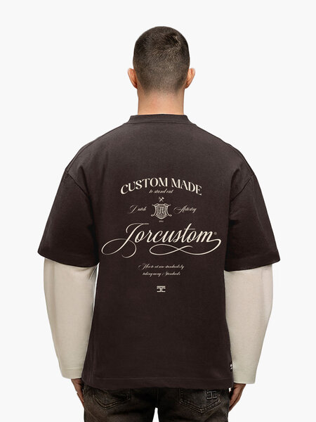 JorCustom Handscript Double Layered Longsleeve - Brown-Creme