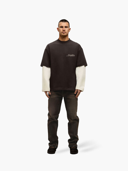 JorCustom JorCustom Handscript Double Layered Longsleeve - Brown-Creme