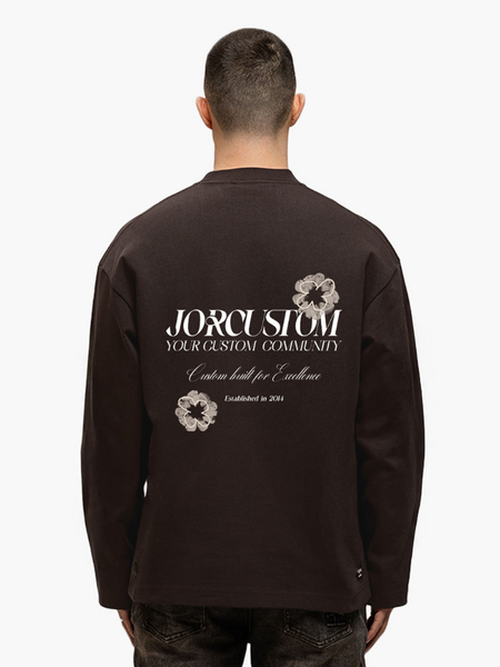 JorCustom Flowers Longsleeve T-Shirt - Brown