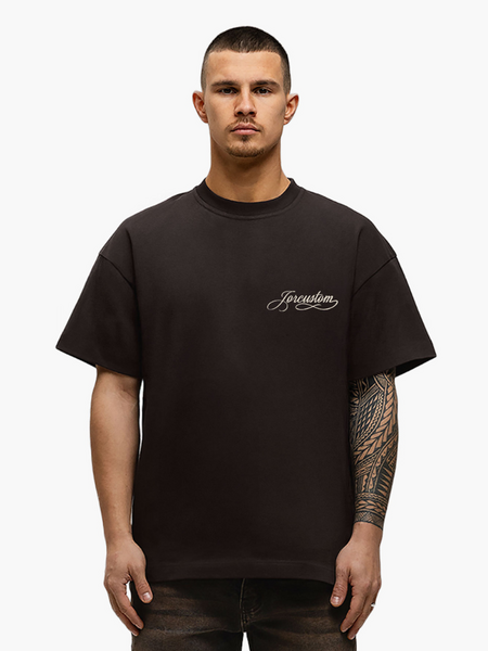 JorCustom JorCustom Handscript Loose Fit T-Shirt - Brown