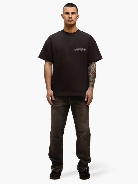 JorCustom JorCustom Handscript Loose Fit T-Shirt - Brown
