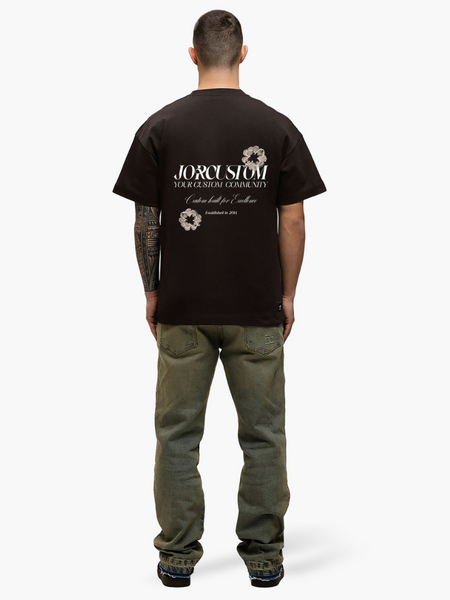 JorCustom JorCustom Flowers Loose Fit T-Shirt - Brown