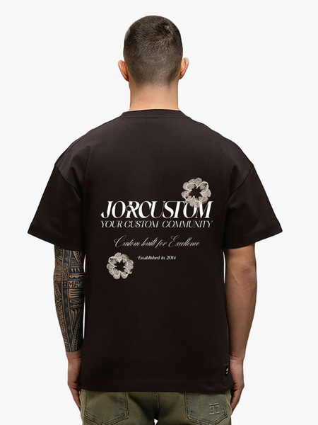 JorCustom Flowers Loose Fit T-Shirt - Brown