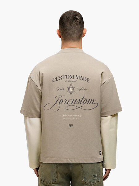 JorCustom JorCustom Handscript Double Layered Longsleeve - Taupe-Creme