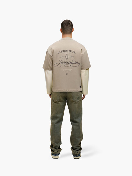JorCustom JorCustom Handscript Double Layered Longsleeve - Taupe-Creme