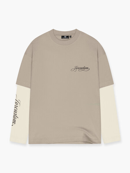 JorCustom JorCustom Handscript Double Layered Longsleeve - Taupe-Creme