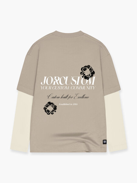 JorCustom JorCustom Flowers Double Layered Longsleeve T- - Taupe-Creme