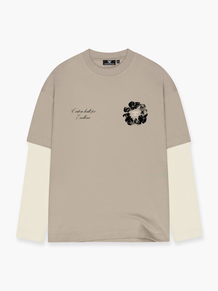 JorCustom JorCustom Flowers Double Layered Longsleeve T- - Taupe-Creme