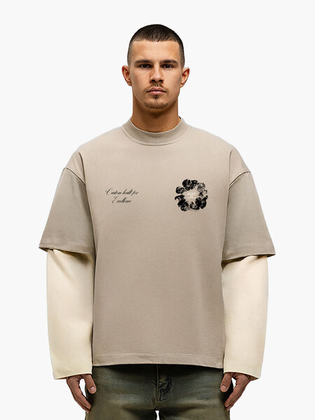 JorCustom JorCustom Flowers Double Layered Longsleeve T- - Taupe-Creme