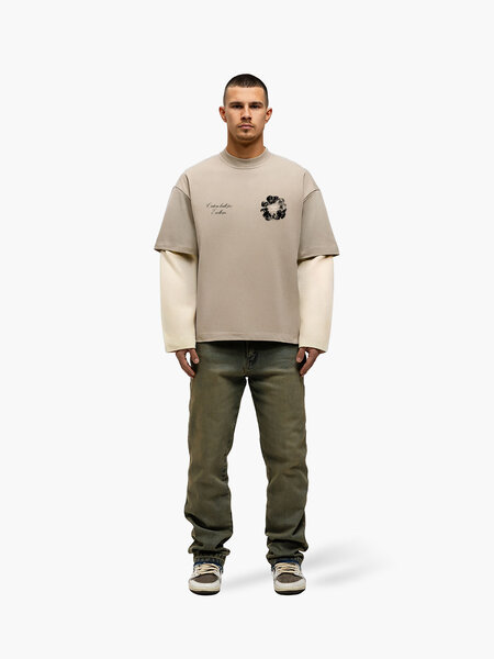 JorCustom JorCustom Flowers Double Layered Longsleeve T- - Taupe-Creme