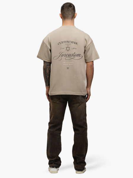 JorCustom JorCustom Handscript Loose Fit T-Shirt - Taupe