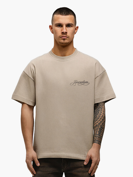 JorCustom JorCustom Handscript Loose Fit T-Shirt - Taupe