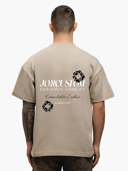JorCustom Flowers Loose Fit T-Shirt - Taupe