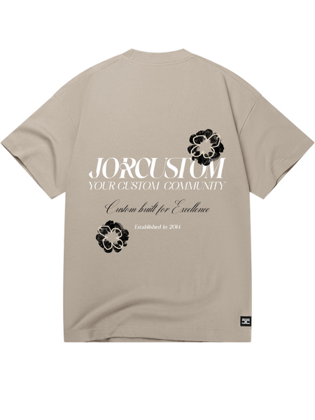 JorCustom JorCustom Flowers Loose Fit T-Shirt - Taupe