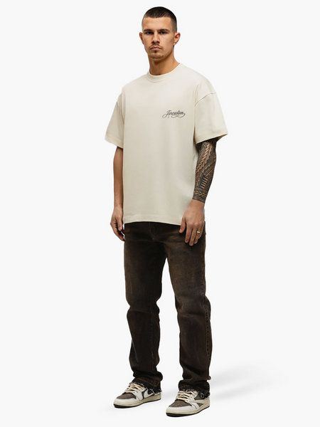 JorCustom JorCustom Handscript Loose Fit T-Shirt - Creme