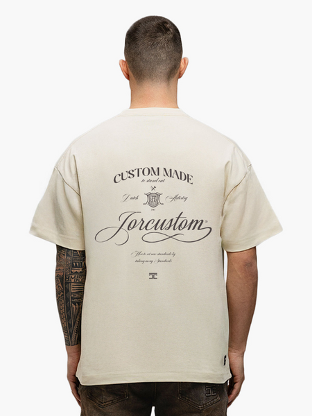 JorCustom Handscript Loose Fit T-Shirt - Creme