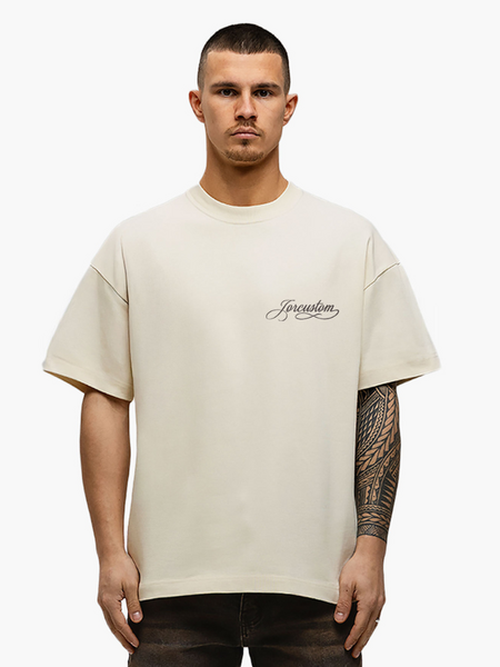 JorCustom JorCustom Handscript Loose Fit T-Shirt - Creme