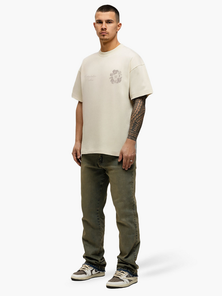 JorCustom JorCustom Flowers Loose Fit T-Shirt - Creme